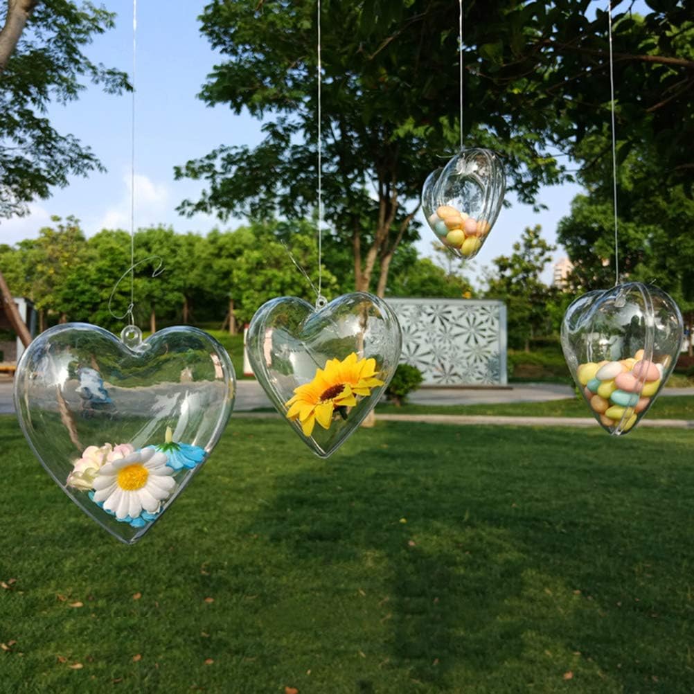 LUOEM 10pcs Clear Plastic Acrylic Fillable Hearts Shape Box DIY Craft Hanging Ornament for Wedding Engagement Anniversary Party Decor - Image 7