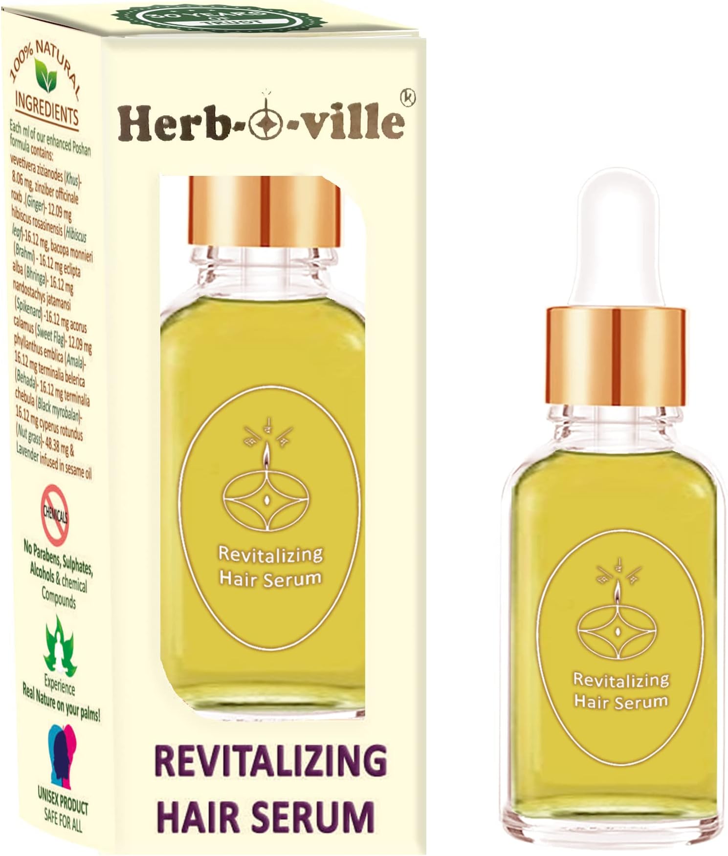 Ayurvedic Hair Revitalizing Serum | For Severe Hair Fall | With Bhringa + Brahmi + Himalayan Spikenard + Hibiscus leaves | 11 Anti Hair Fall Herbs infused with Lavender |