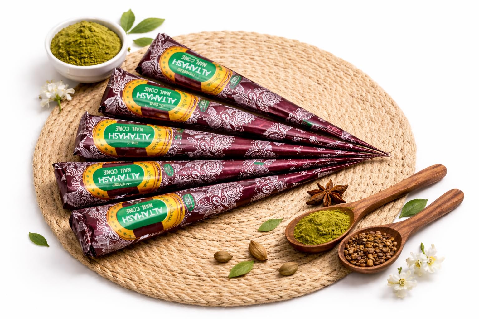 Altamash Nail Mehandi Cone Pack of 5 Natural Herbal Henna Cone Dark & Long Lasting Mehndi for Bridal & Festival Use