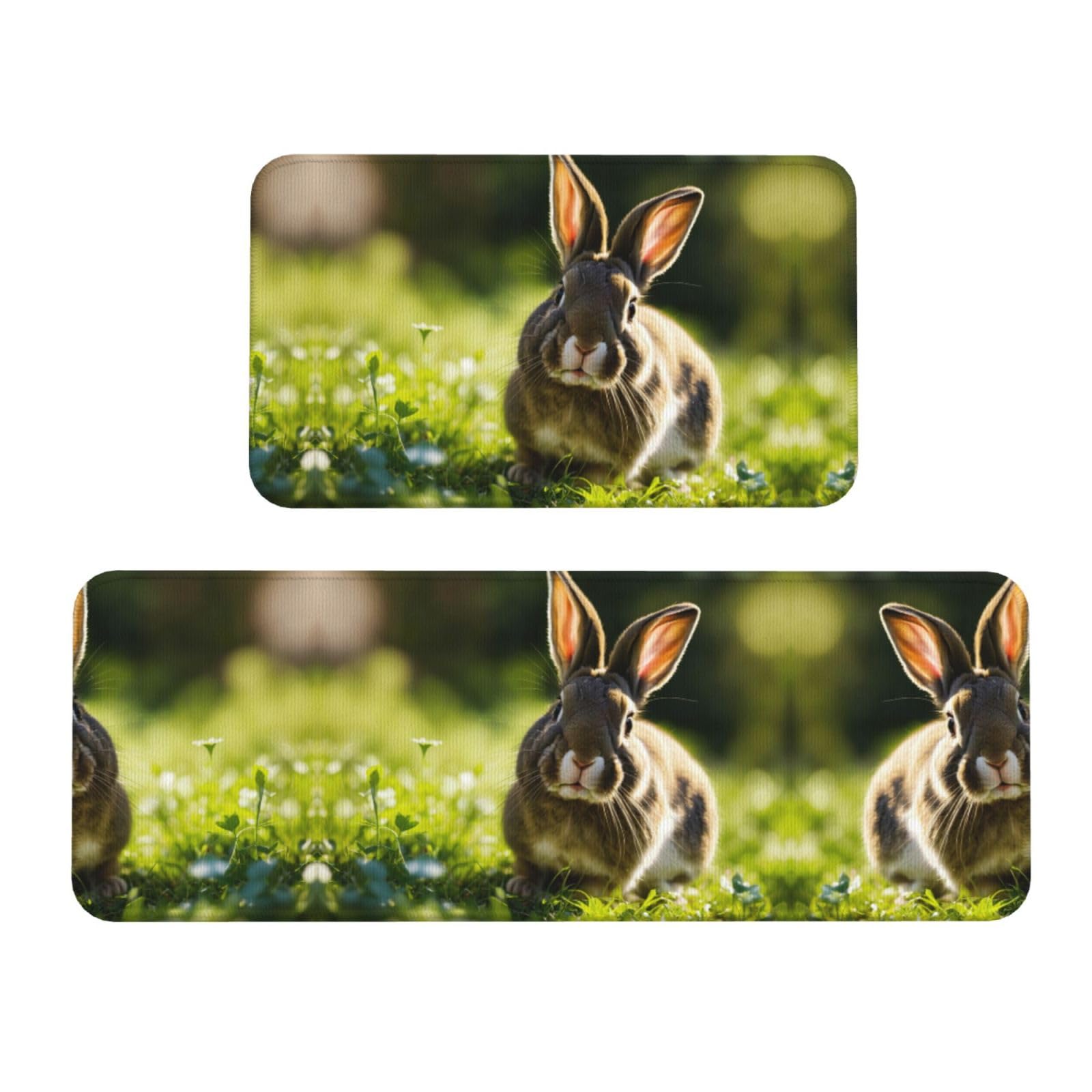 Tapis de cuisine antidérapants imprimé lapins EdWal (lot de 2)