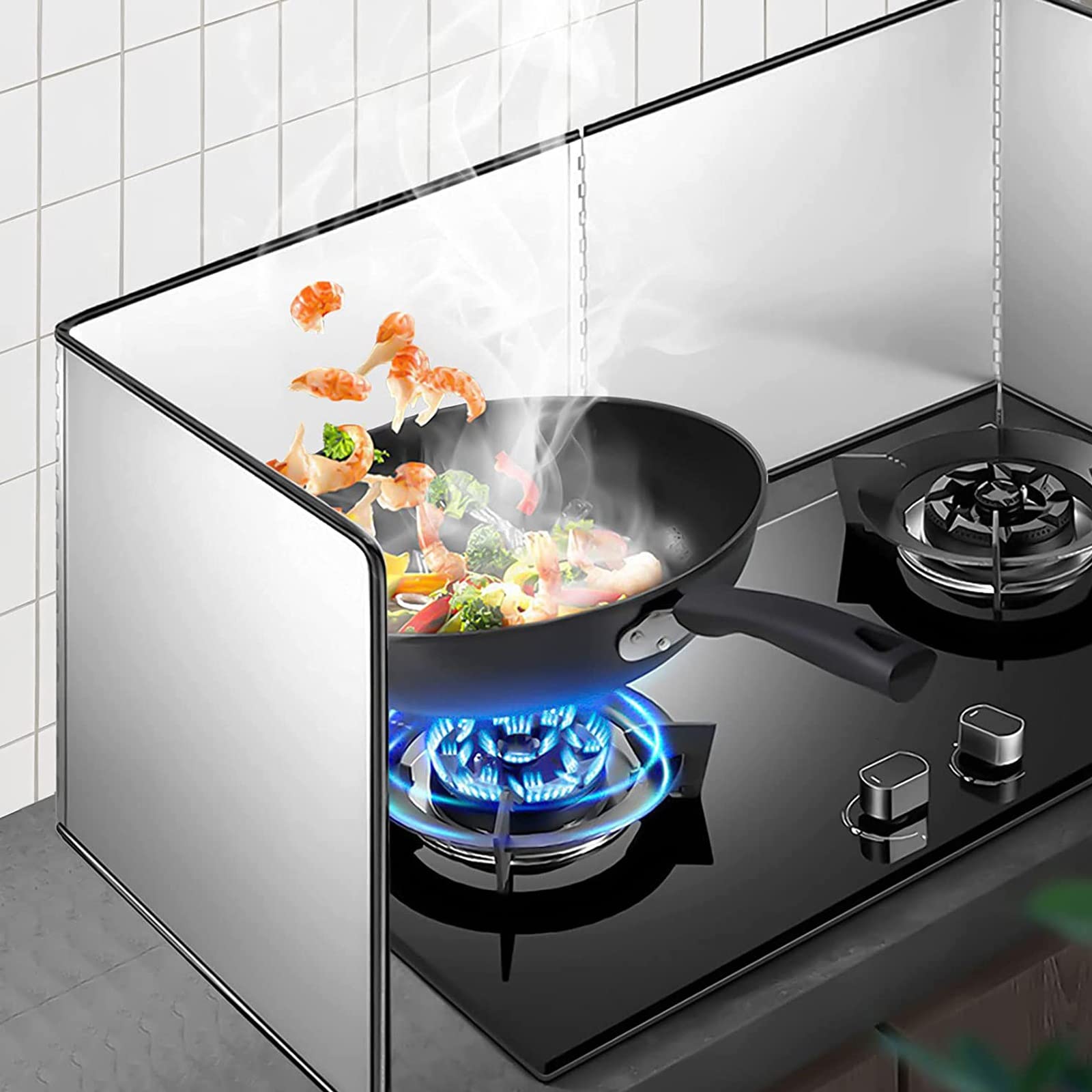 Protector Salpicaduras Cocina, Plegable Protección Contra Salpicaduras, Protección Contra Salpicaduras, Placa Antisalpicaduras De Acero Inoxidable,1 Pieza Protector Salpicaduras Cocina(60x80x45cm)