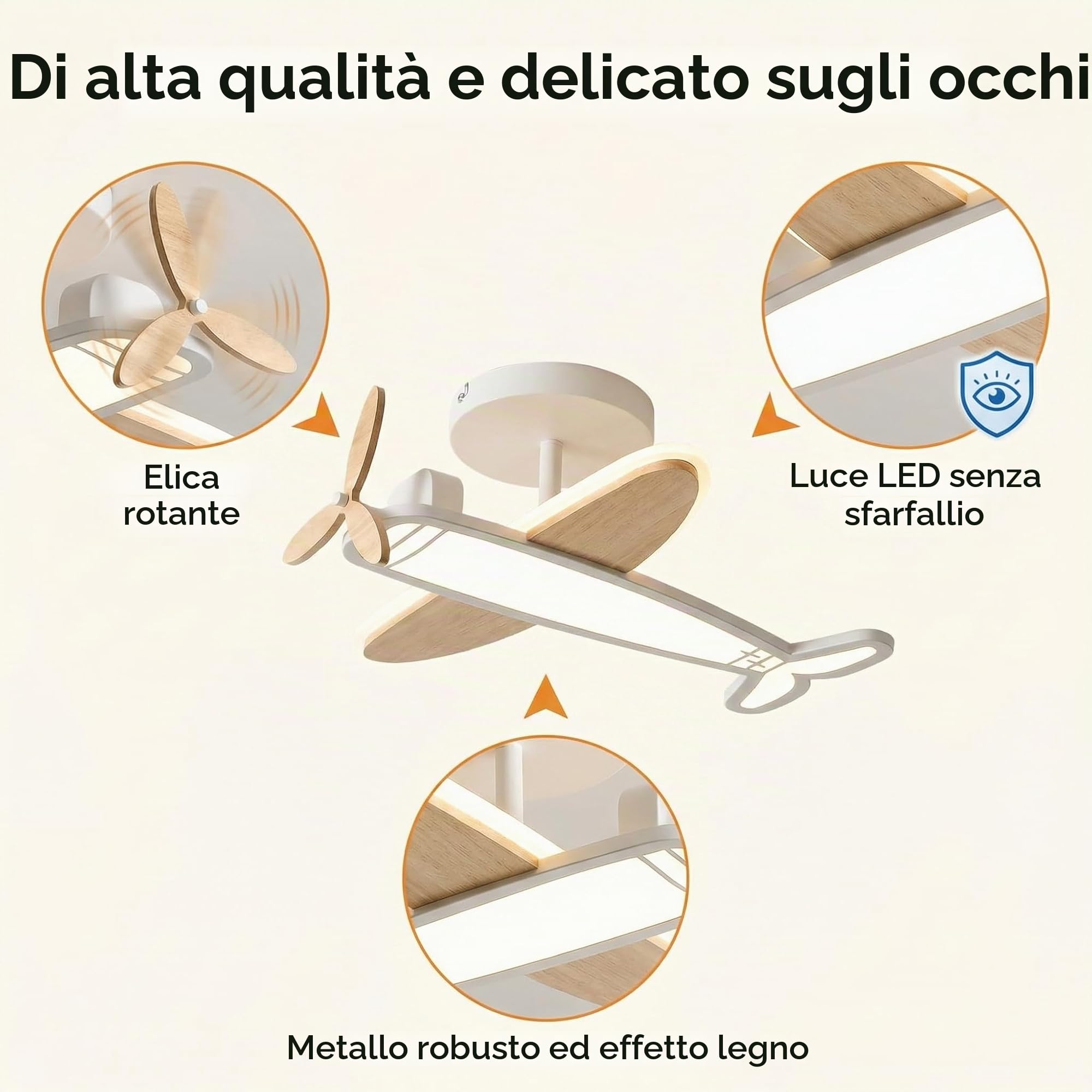 Lampada da soffitto LED dimmerabile per bambini, 40W lampada da soffitto LED con telecomando 3000K-6500K moderno aereo per bambini Led plafoniera per camera da letto