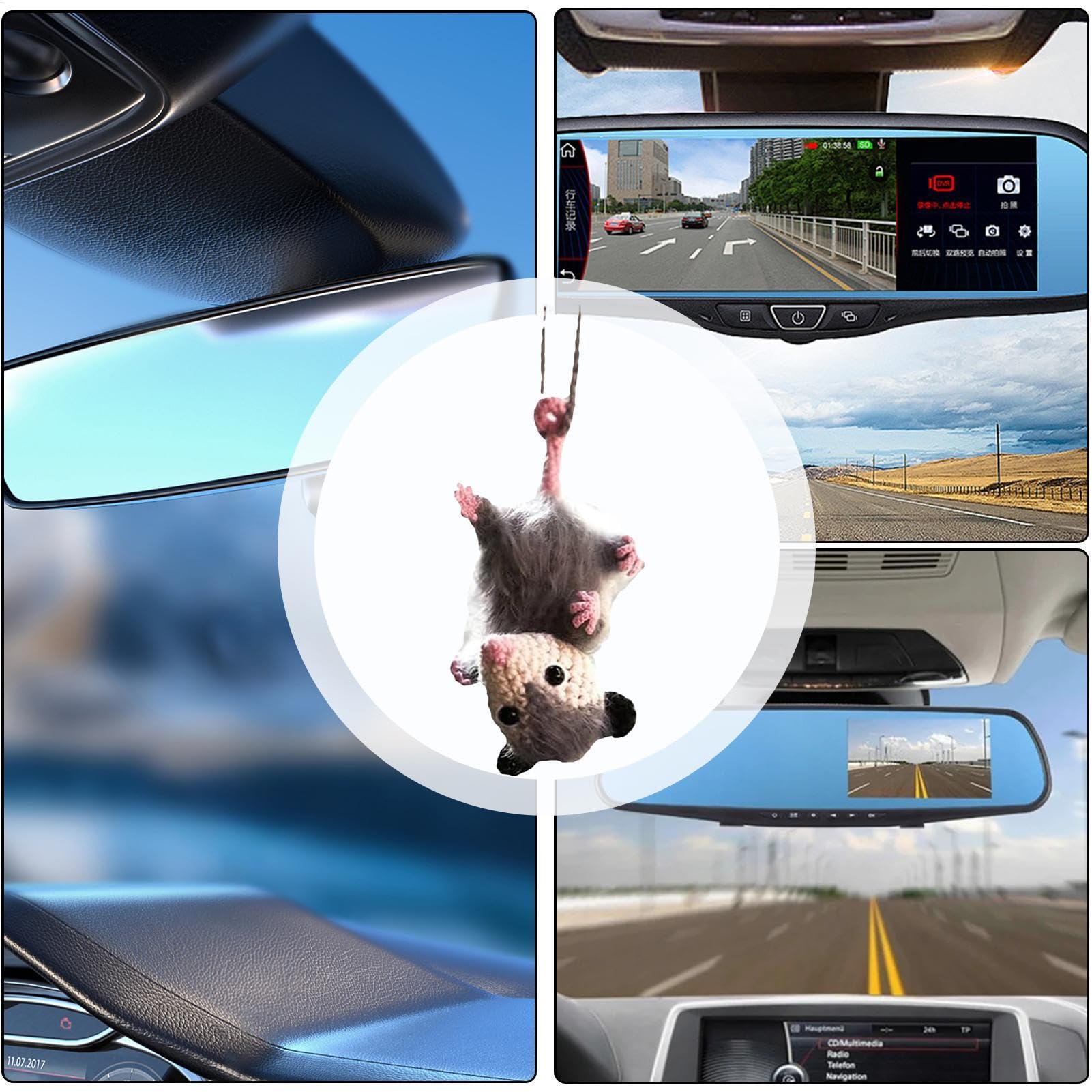 Opossum Car Charm - Car Pendant | Adorable Opossum Car Decoration - Car Accessory Unique Rearview Mirror Accessories Handmade Knitted For Car