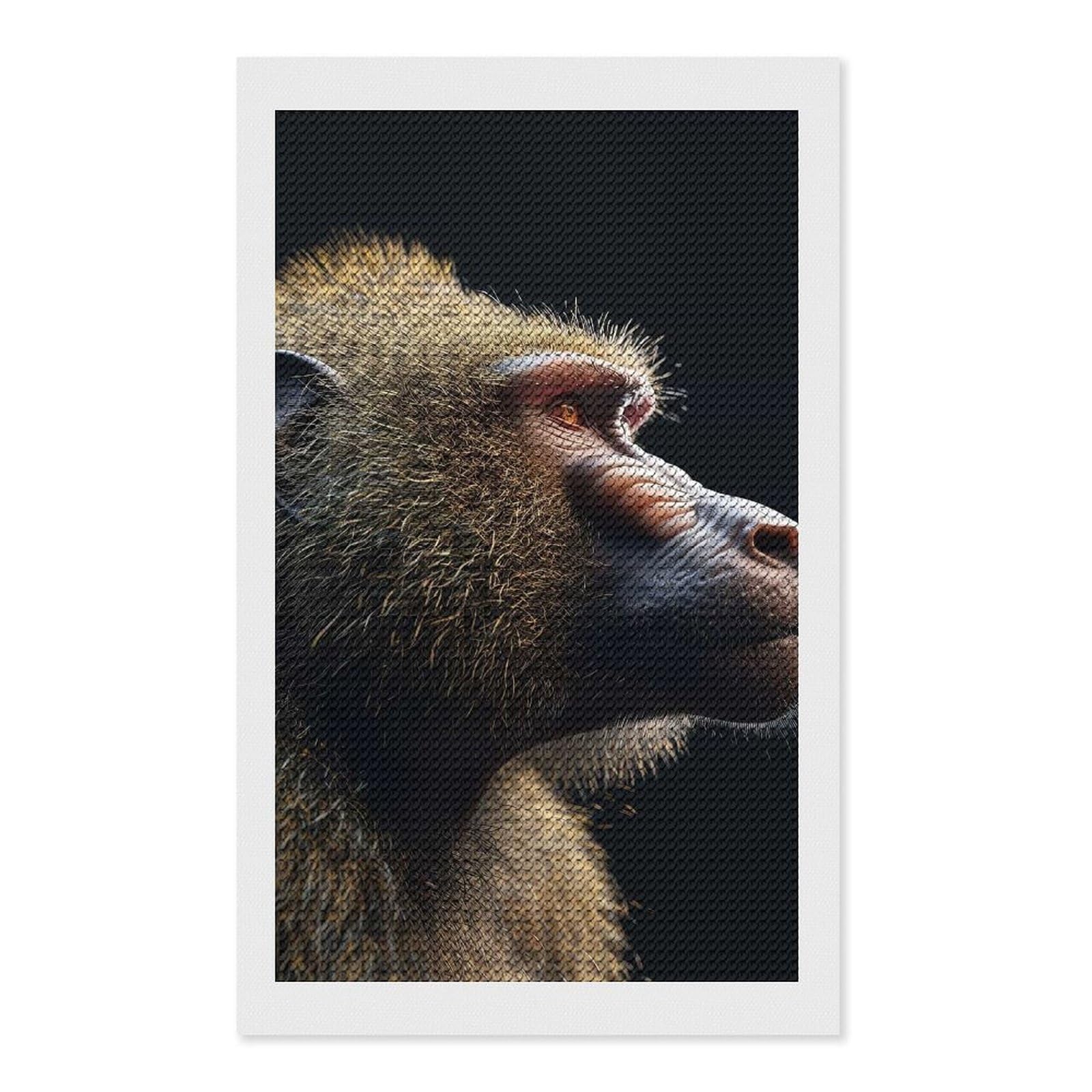 Junmoney Baboon Diamond Painting Canvas Set 12"x20", Boho Decor, for Craft Lovers, Easy Handmade Project, Holiday Gift Idea
