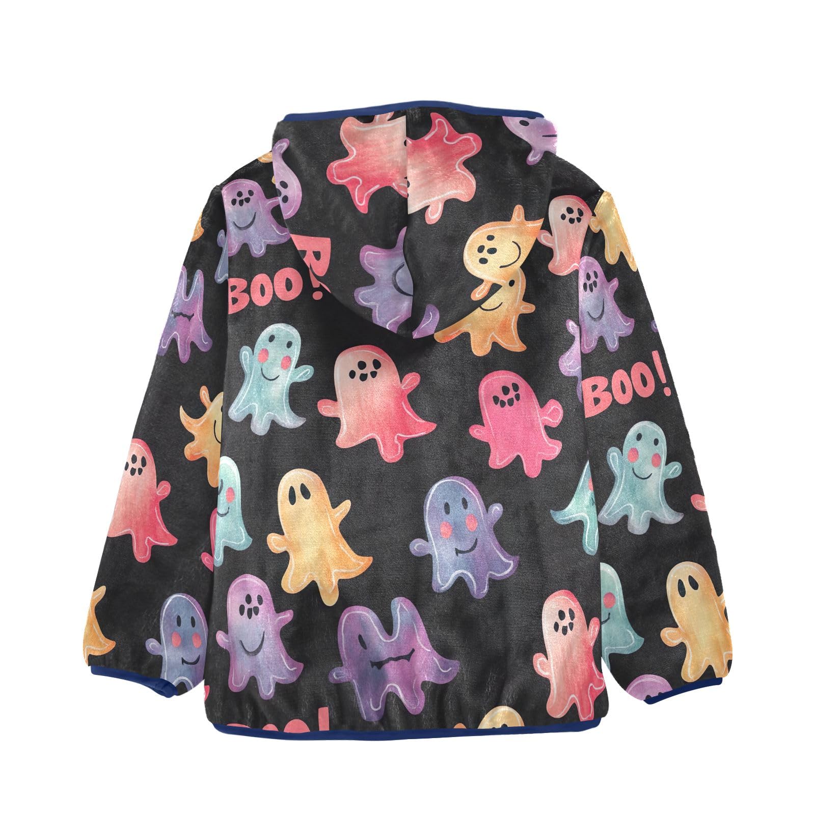 CHIFIGNO Girls Boys Zip up Hoodie Cute Printed Boys Jackets Printed Fleece Jacket with Pockets for Toddler and Kids, Cute Cartoon Halloween Elements, 6T