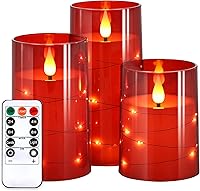 Vista 8 de NURADA Velas parpadeantes sin llama: luces de cadena de estrellas integradas que funcionan con pilas, velas LED de pilar con control remoto