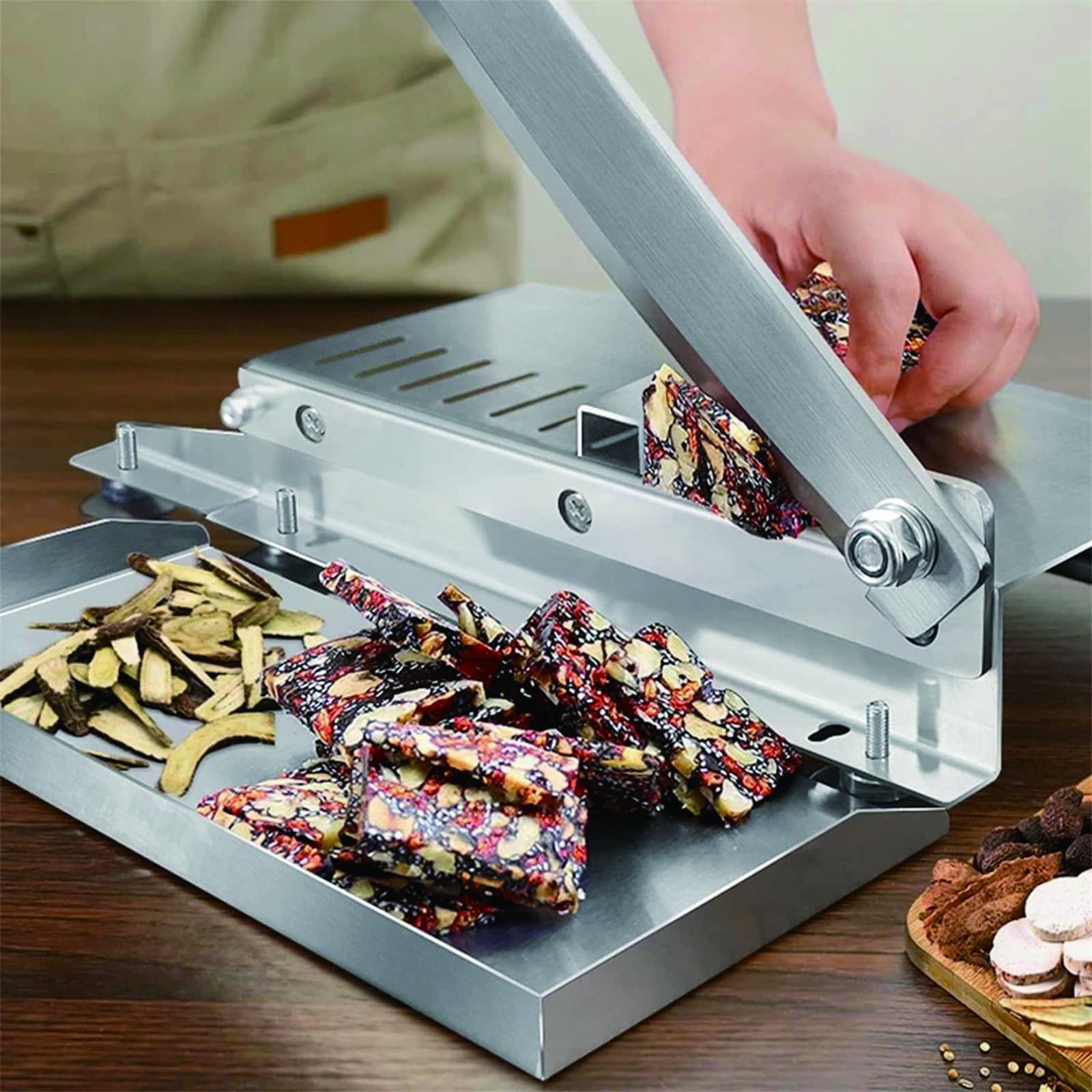 Macchina taglia-ossa, affettatrice manuale per carne con lama in acciaio inossidabile da 4 mm, base antiscivolo stabile per carne congelata, ossa, prosciutto, manzo, agnello, verdure e preparazione di