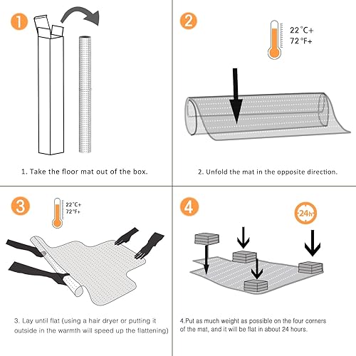 Miniatura 7 de Naturehydro Tapete para silla para alfombra, protector de piso de plástico transparente de 48 x 30 x 0.09 pulgadas de grosor para silla de