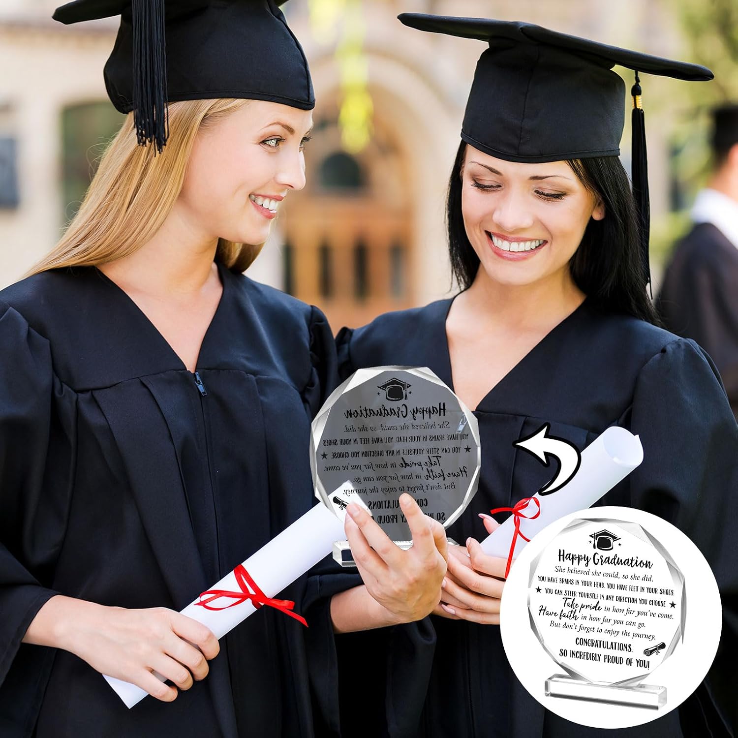 Jetec 2026 Graduation Christian Inspirational Acrylic Gifts for Women Her Him College High School Grad Gifts Acrylic Desk Plaque Graduate Room Decor Friends Desk Decor(Diploma)