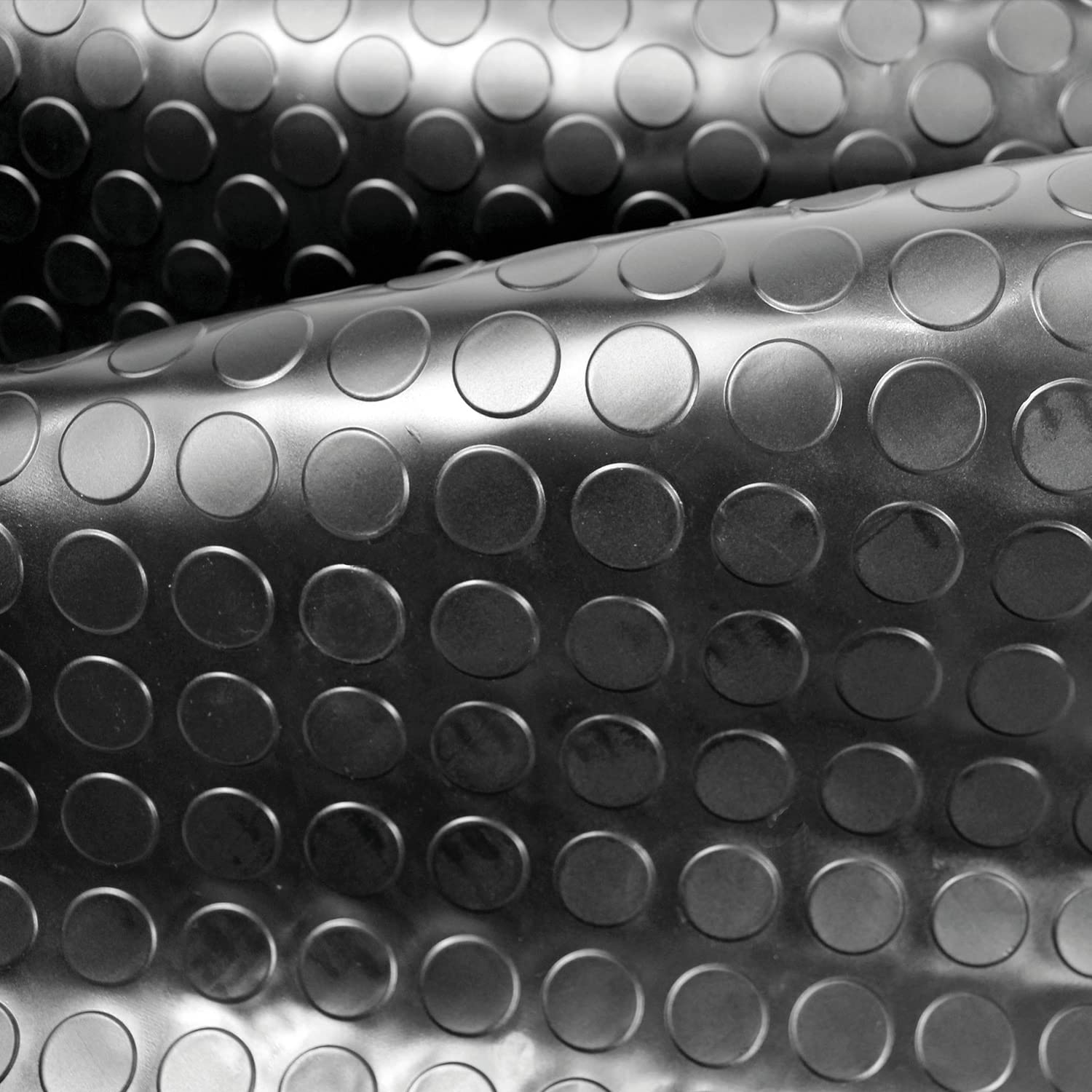 OLIVO.Shop | Work Tappeti Gomma a Rotoli, copripavimento PVC bullonato o lamiera, Pavimento Gomma bollata Antiscivolo, Dimensioni su Misura, Due Colori. Design a Bolle (Nero, 500x150cm)