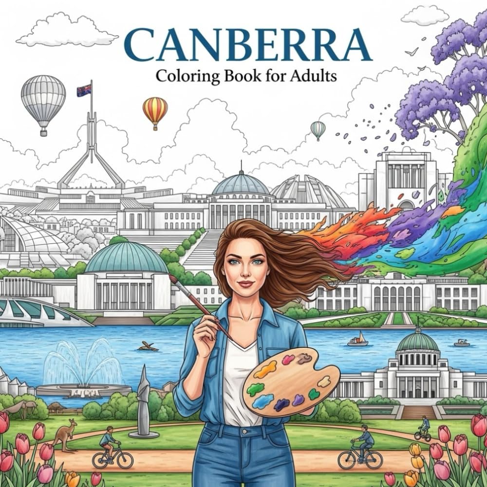 Canberra Coloring Book for Adults: From the Heart of Australia Bold and Easy Pages Simple Designs for Travel and Relaxation for Adults, Teens, Seniors to Relax and Relieve Stress
