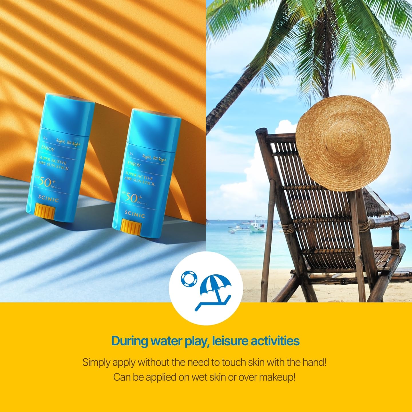 SCINIC Enjoy Super Active Airy Sun Stick SPF50+ PA++++ 0.53oz (15g) | Strong UV Protection Anytime, Anywhere Air-light, Clear | Korean Skincare image 5 of 6 B07DXP2BLM