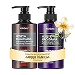 KUNDAL Korean Shampoo and Conditioner Set [Amber Vanilla] Salon-quality, Long Lasting Scent, Moisturizing, Sulfate-Free, Argan & Macadamia Oil, Korean Hair care,16.9 fl oz each, Stocking Stuffers