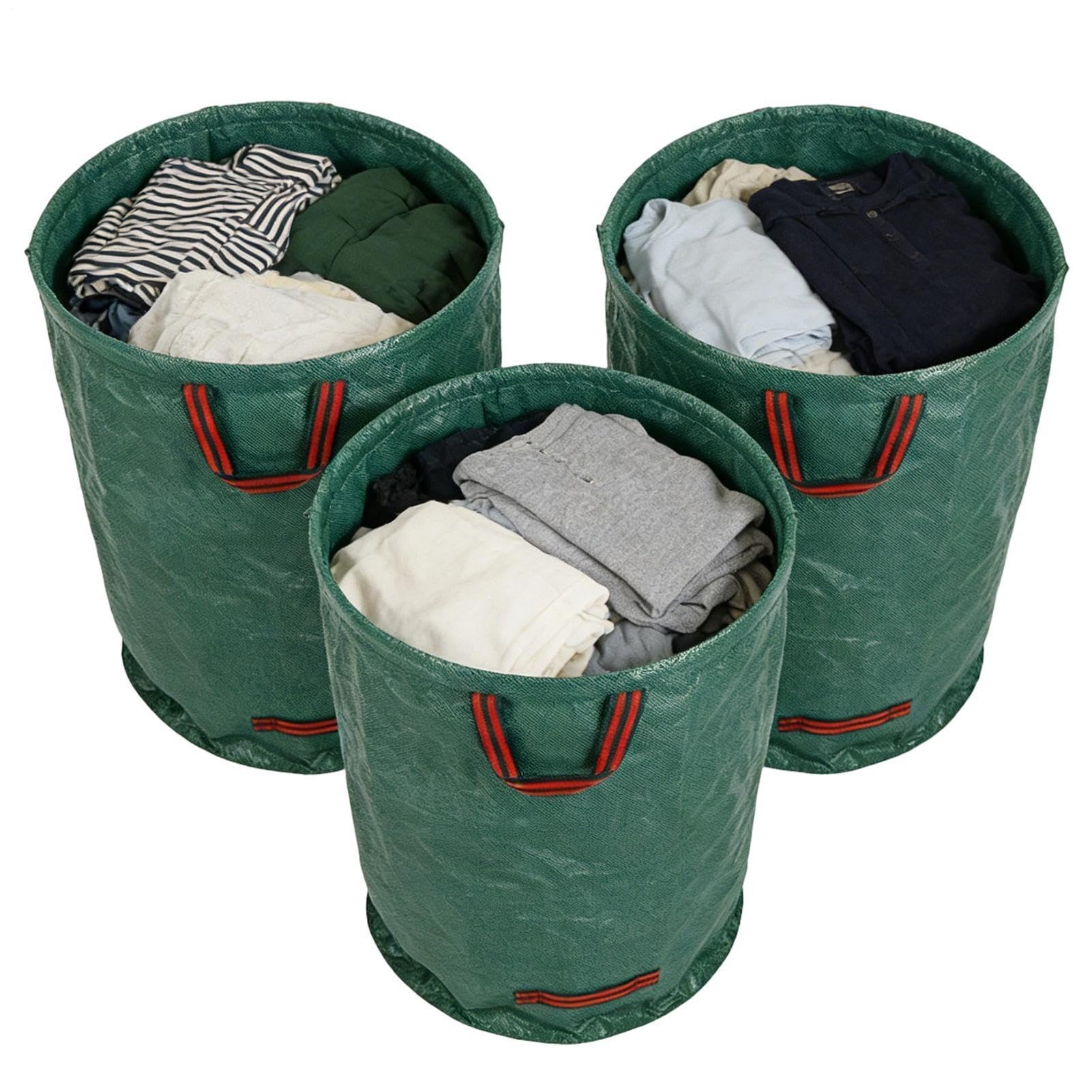 Bolsa para Residuos de Jardín Juego de 3 Unidades para Recogida de Desechos | Bolsas resistentes con asas reforzadas Para Jardinería, Camping, Limpieza de Patio y Exteriores