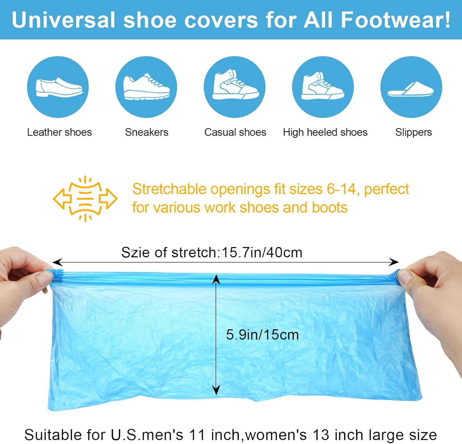 1000 pieces (500 pairs) shoe covers disposable, non-slip, waterproof, disposable shoe covers for indoor and outdoor use, real estate, construction, tourism, flooring, rainy days, workplace