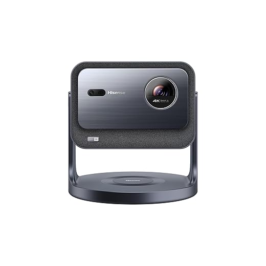 Hisense Laser Mini Projector C2, 65-300", Gimbal Design, 4K, Triple Color Laser, 110% BT.2020, 2000 ANSI Lumens, 1700:1 Native Contrast, Dolby Vision, HSR240, Sound by JBL (Renewed)