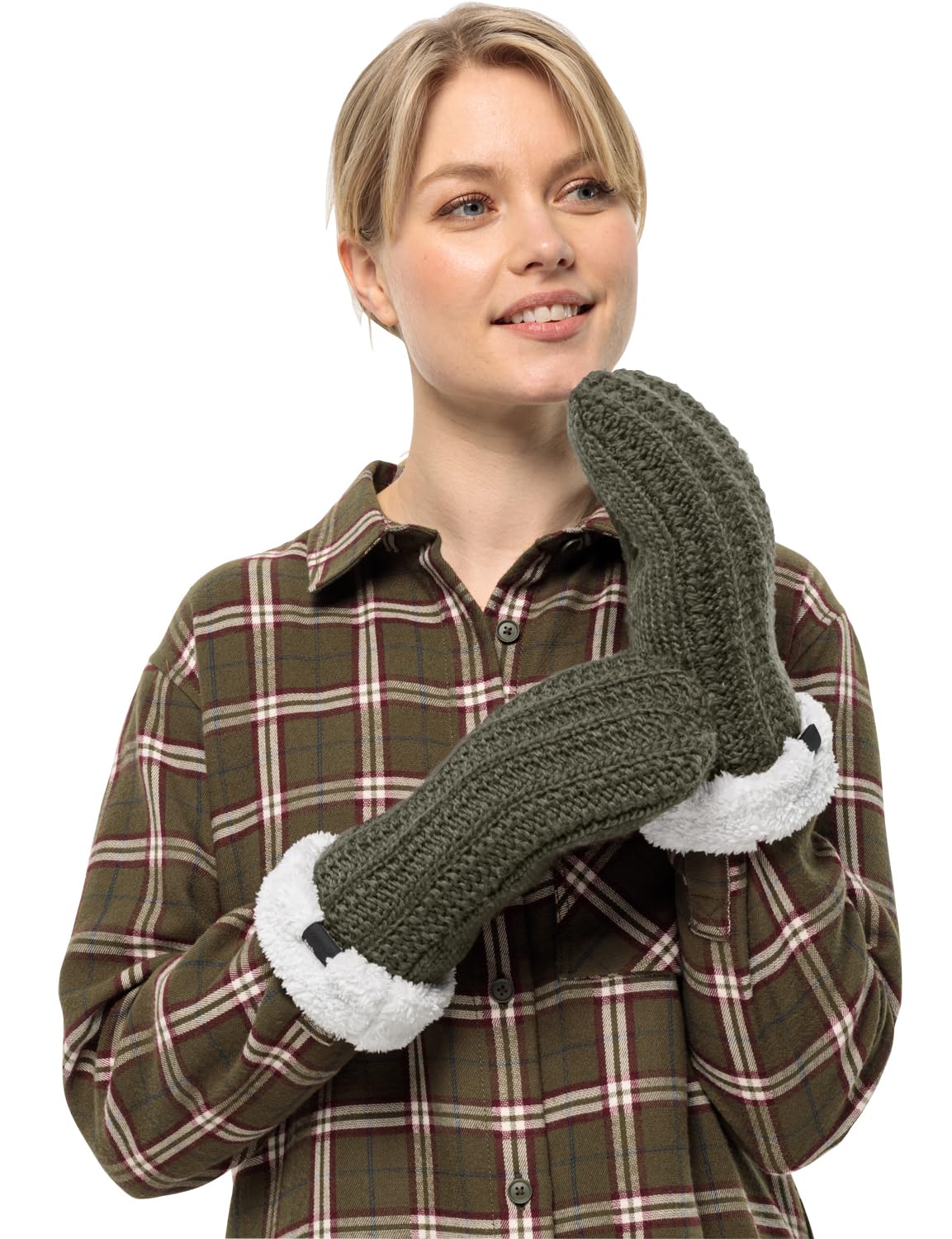 Jack Wolfskin Women's Highloft Knit Mitten W Gloves, Island Moss, S, Iceland Moss, S