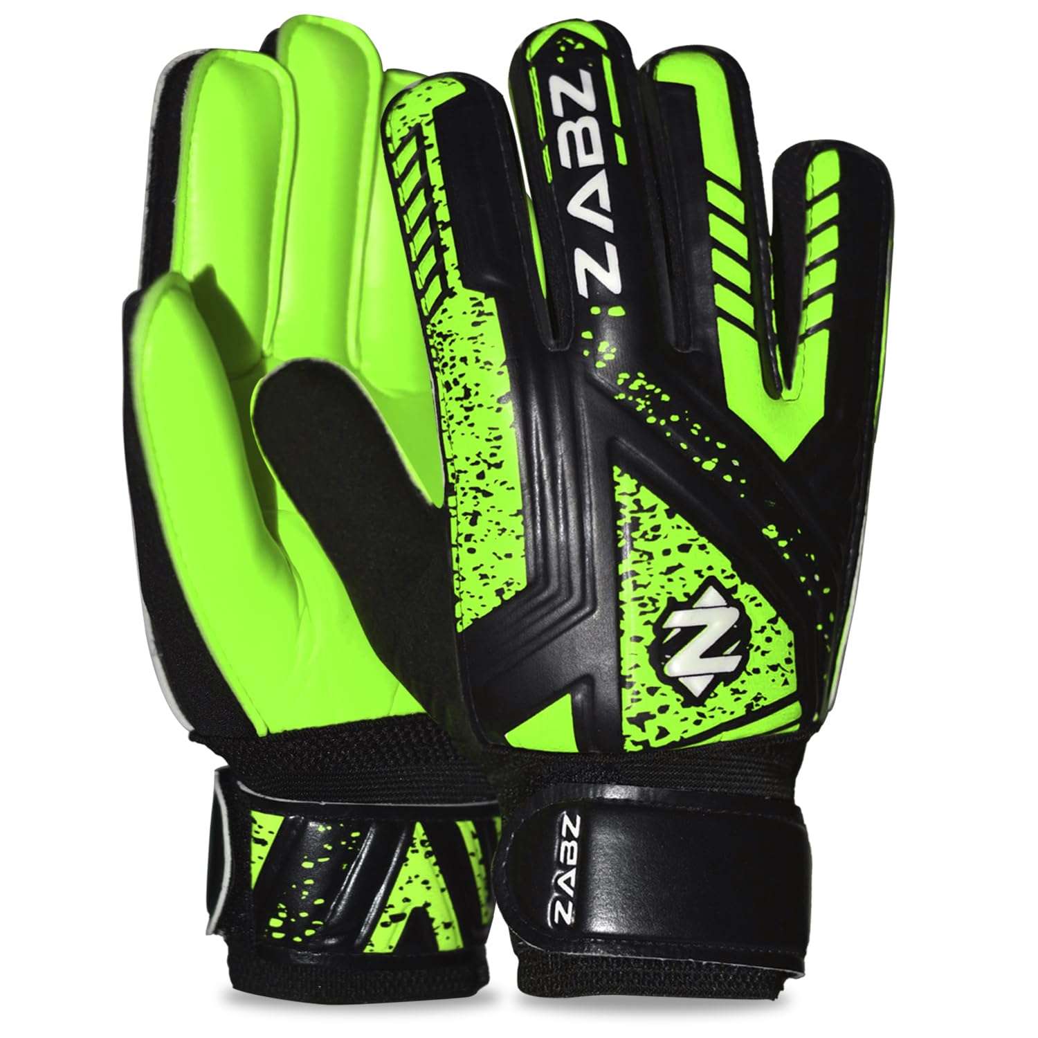 ZABZ Goalkeeper Gloves Non-slip Latex Material Soccer Goalie Football Goalkeeping Gloves Wrist Protection For Kids Youth and Adult (Green, Size 6 - Suitable for 13-15 Years)