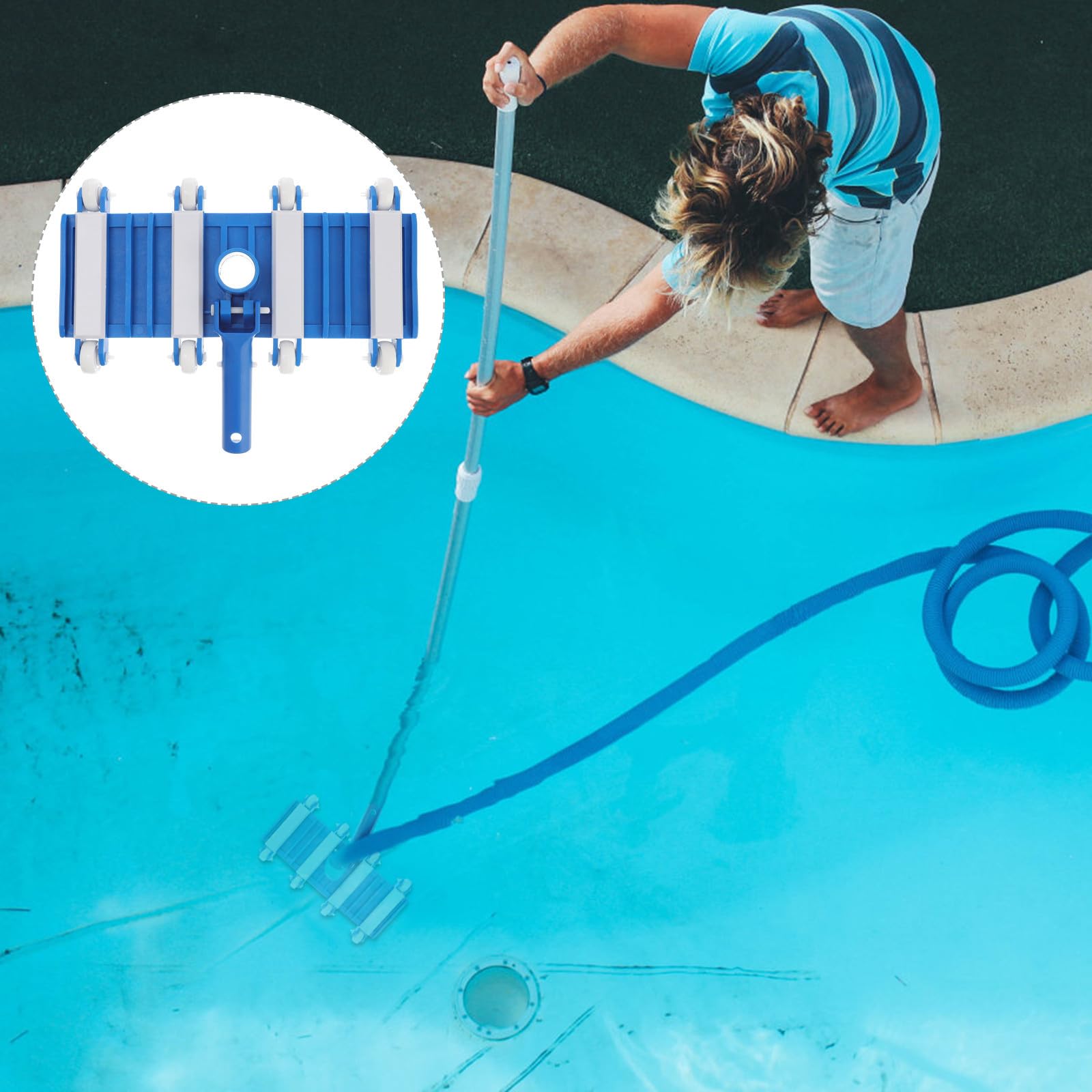 Cabezal de Succión de Piscina Herramienta de Limpieza de Piscinas para Limpieza Interior y Exterior Ruedas Antideslizantes Fácil de Instalar y Material Abs Resistente