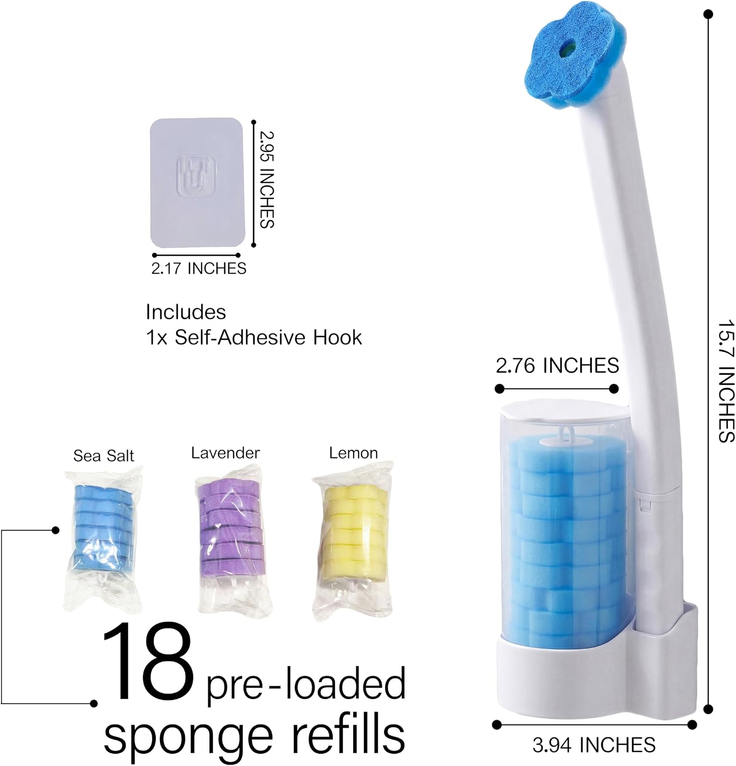 Disposable Toilet Brush and Holder Set, Wall Mounted Toilet Bowl Cleaner Brush with [18] Pre-Loaded Cleaner Refills, Hands-Free Toilet Wand Cleaning System, Bathroom Toilet Scrubber Kit