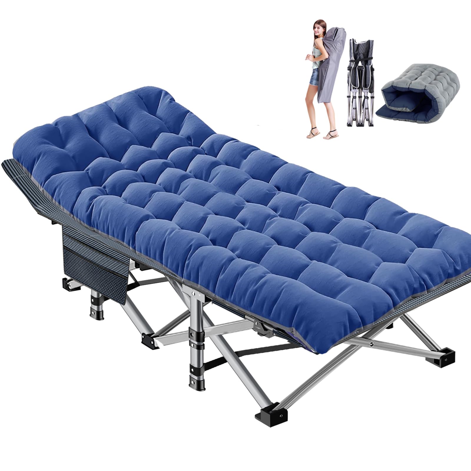 DoCred Oversized XXL Folding Camping Cot with Pad
