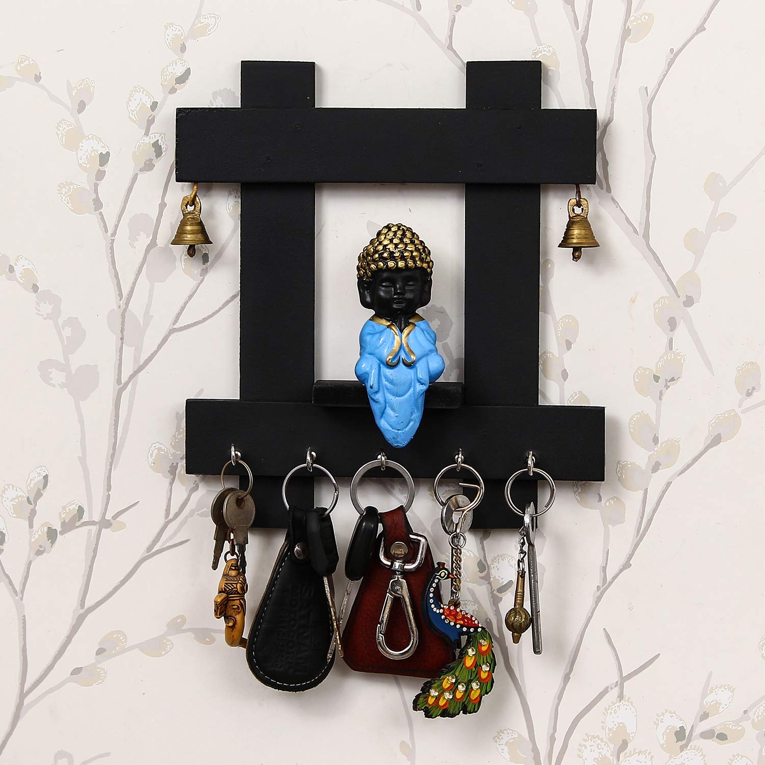 eCraftIndia Peaceful Buddha Sitting Wooden Keyholder with 5 Key Knobs (B085ZL4V45) Amazon Price History, Amazon Price Tracker