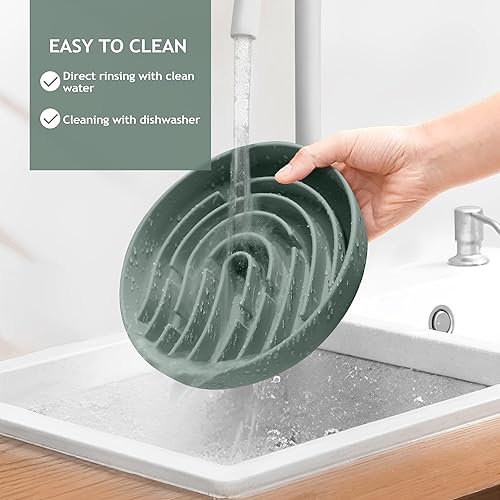 Miniatura 6 de Coomazy Cuencos grandes de silicona para perros de alimentación lenta, juguete interactivo para entrenamiento de alimentos de mascotas, mantiene a