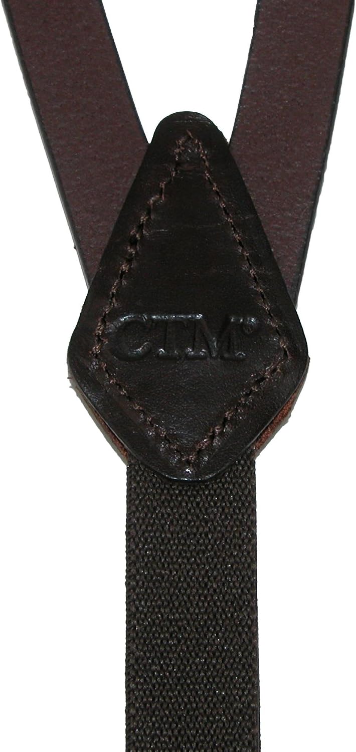 CTM Women's Coated Leather 1/2 Inch Clip-End Suspenders