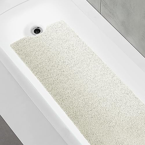 OXTAIL Tapete para bañera antideslizante, tapete de ducha de PVC suave, tapete para bañera de baño de 16 x 40 pulgadas, color blanco