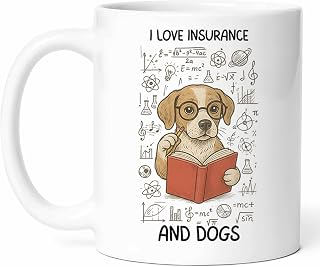 Insurance And Dogs Mug - Risk Management Coffee Cup - Financial Advisor Funny Gift From Clients - Tea Mugs - Puppy Cups - 11 Oz Ceramic Gifts For Agents, Birthday, Him, Her, Christmas, Policy Review