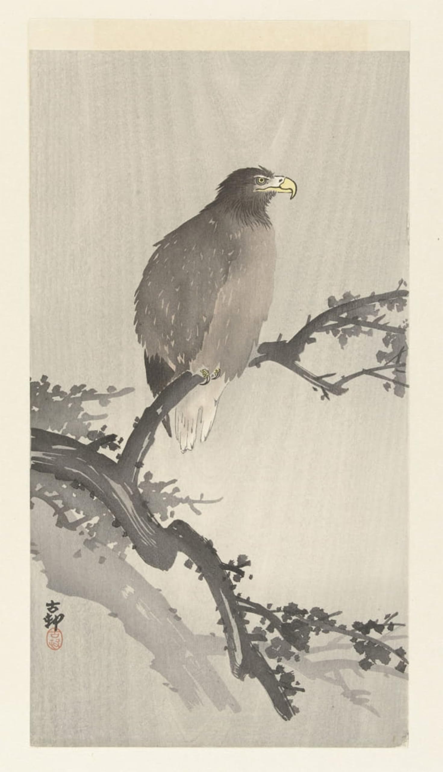 ARTXLXXBN Famous Painting Canvas Artwork Graffiti Print Snowy Pine Tree by Ohara Koson Portrait Canvas Image for Home Decor 60x90cm