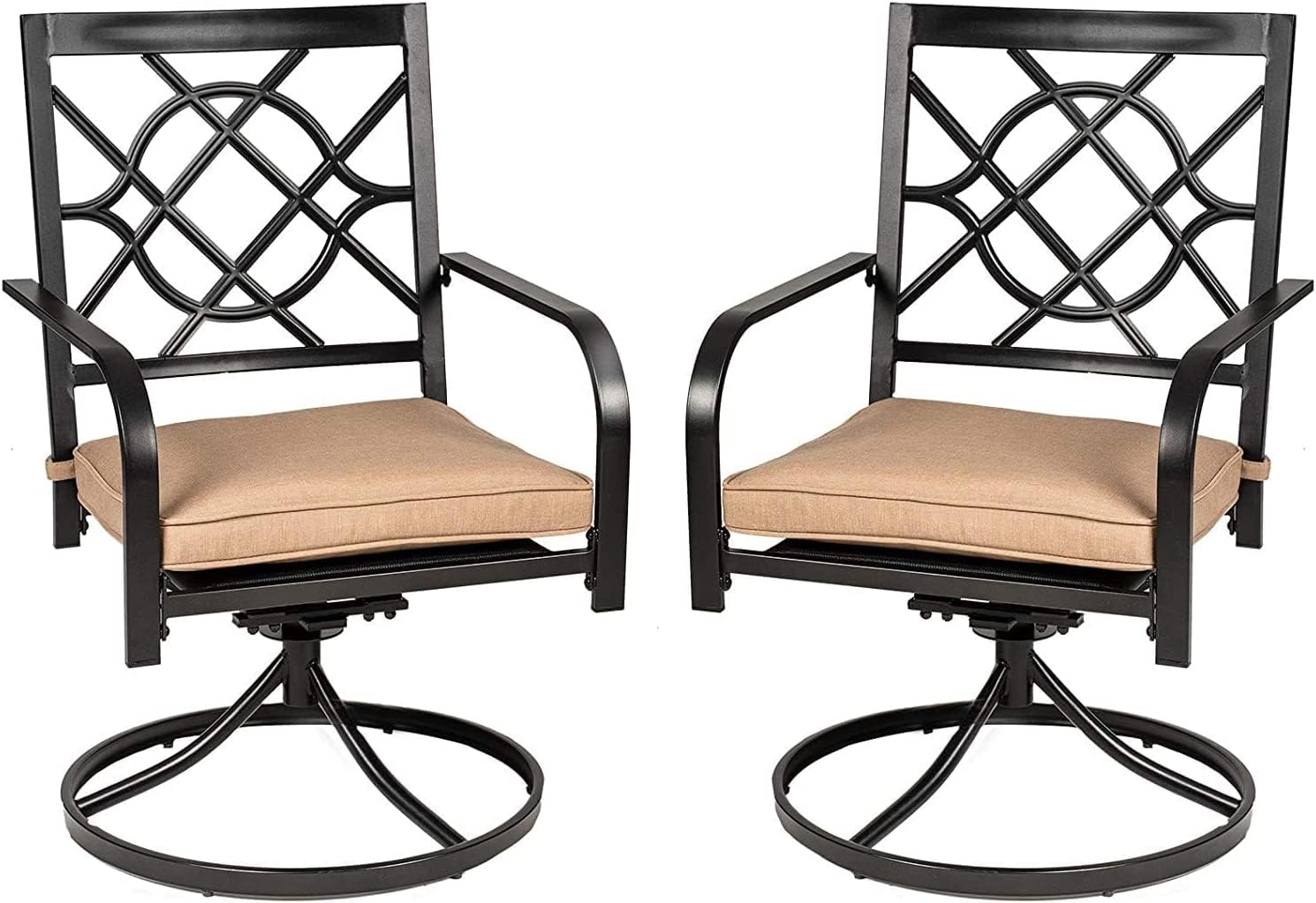SOLAURA Patio Swivel Chairs of 2, Outdoor Dining Chair with Soft Cushion Patio Furniture for Garden, Balcony, Backyard, Porch