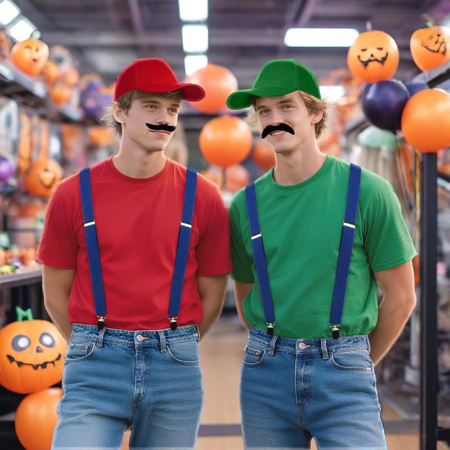 Red and Green Costume Set for Adult Hats Dress Gloves Fake Mustaches Accessories for Halloween Cosplay Party Costume - Image 7