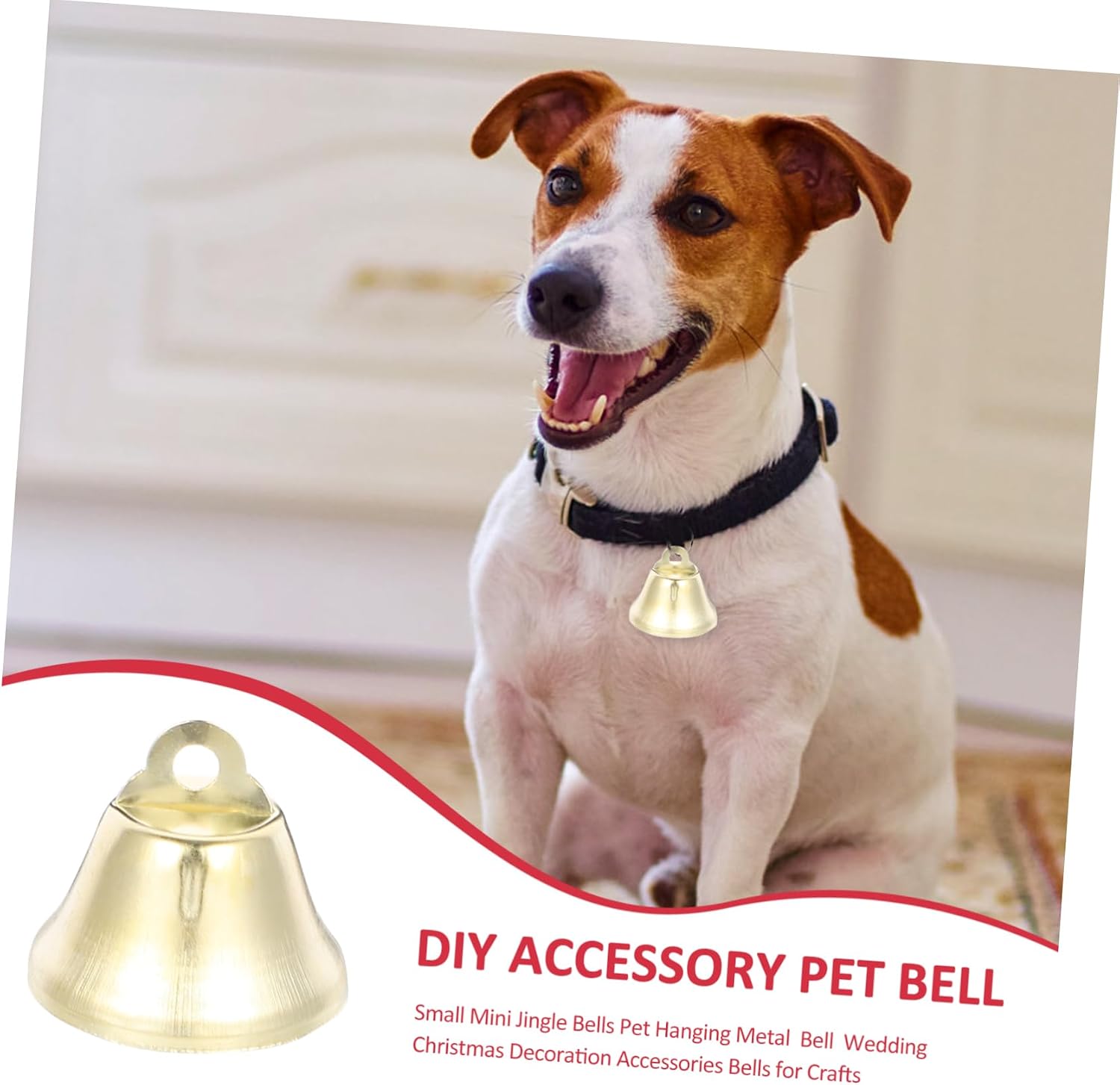 DOITOOL 100pcs Small Mini Jingle Bells for DIY Crafts PET Hanging Metal Bells Golden 26mm Decorative Accessories for Weddings and Christmas