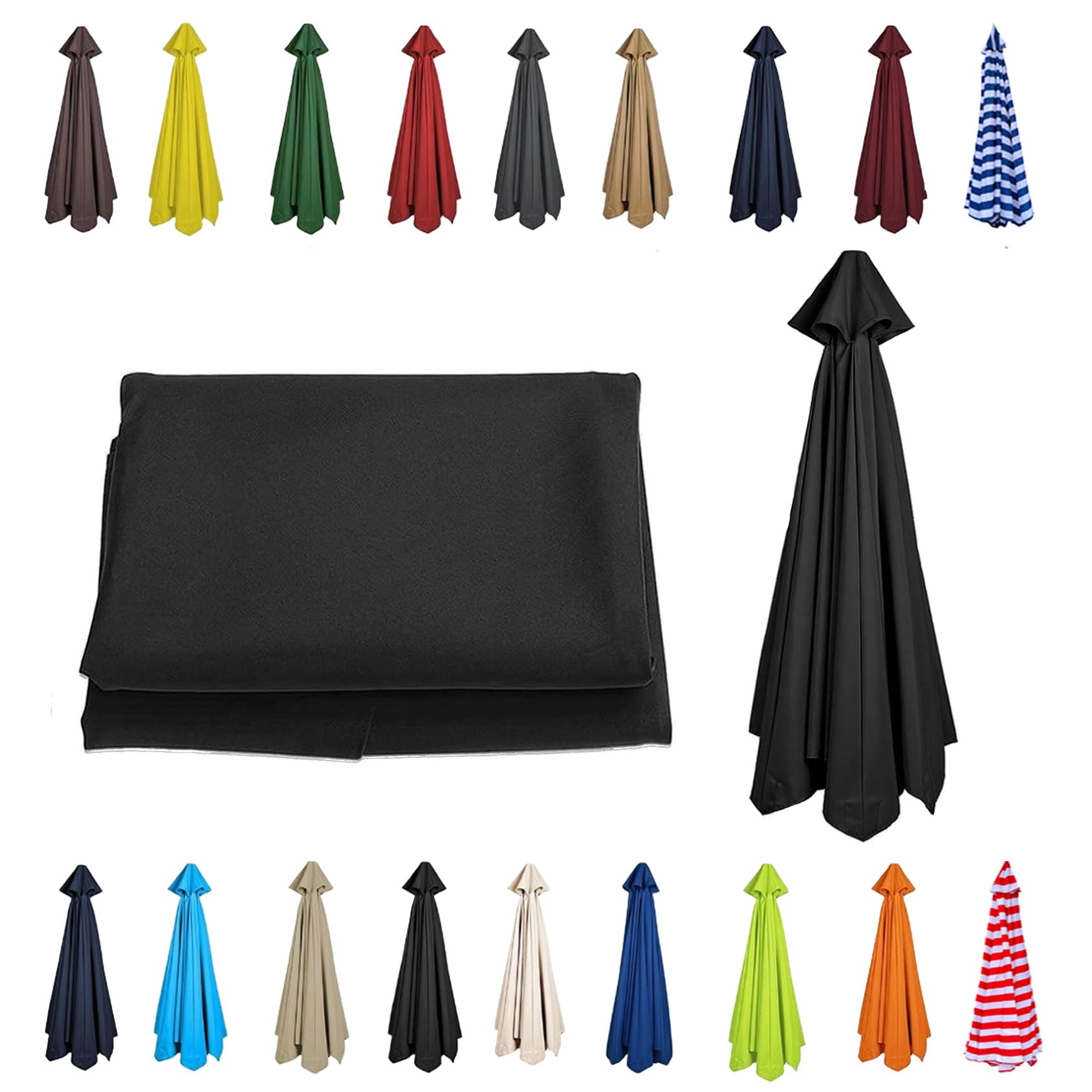 CMJYMX 6/8 Arms Patio Replacement Parasol Canopy | Sun Umbrella Replacement Cloth 230cm/270cm/300cm | Waterproof Umbrella Replacement Top Shade Fabric Cover(Black,8 RIBS: 350CM/11.5FT) โ image 1