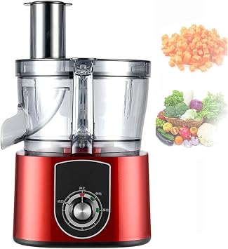 Electric Vegetable Dicer, Commercial Vegetable Chopper Dicer Shredder Automatic Onion Potato Cutter Food Processor Fruit Cutting Machine with Dicing Knife nets and Slicing Blade Blades,Red