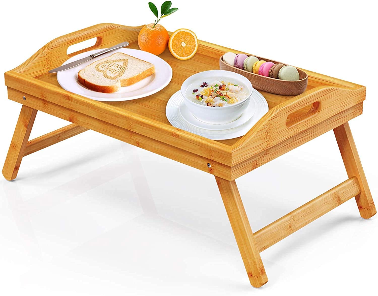 Vassoio per la Colazione, Vassoio per Alimenti in Legno Pieghevole per Camera da Letto, Ospedale, Letto di Famiglia, Vassoio per Alimenti in Legno Pieghevole