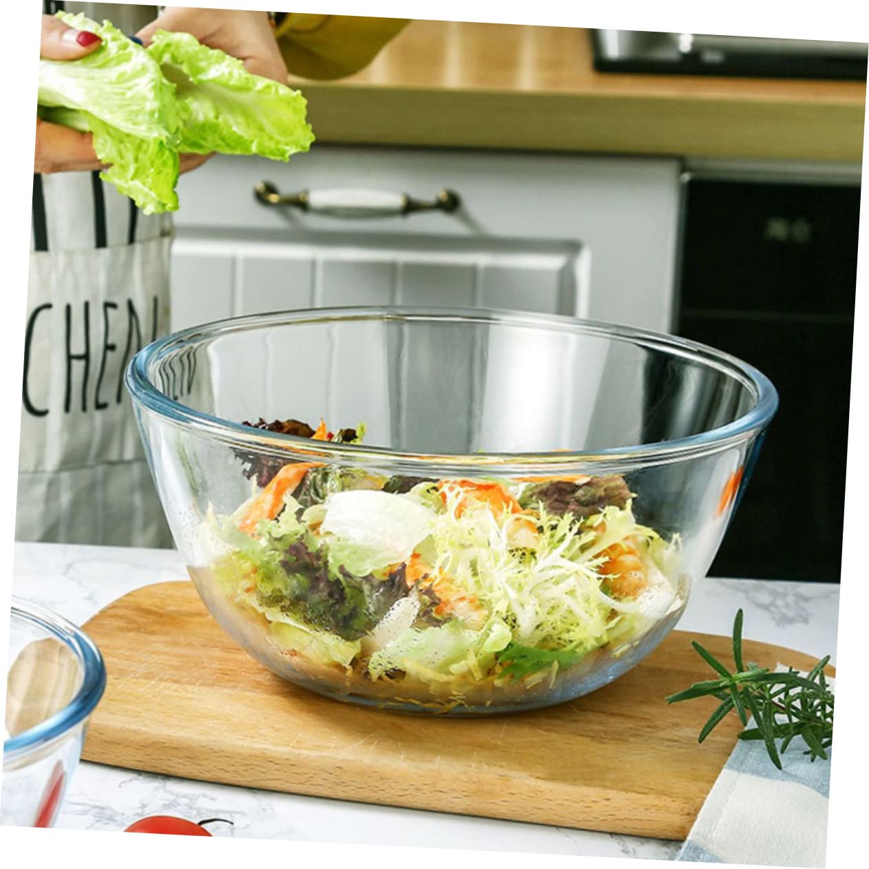 Große Glas Salatschüssel 2700ml Rund für Servieren und Haushalt | Durchsichtige Ausführung, Glatte Oberfläche, Angenehme Haptik, Langlebig für Alltag