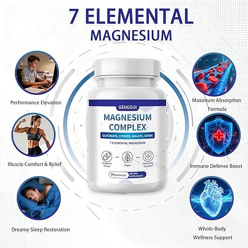 Miniatura 3 de Complejo de magnesio, 7 formas, citrato de glicinato malato taurato, 90 cápsulas