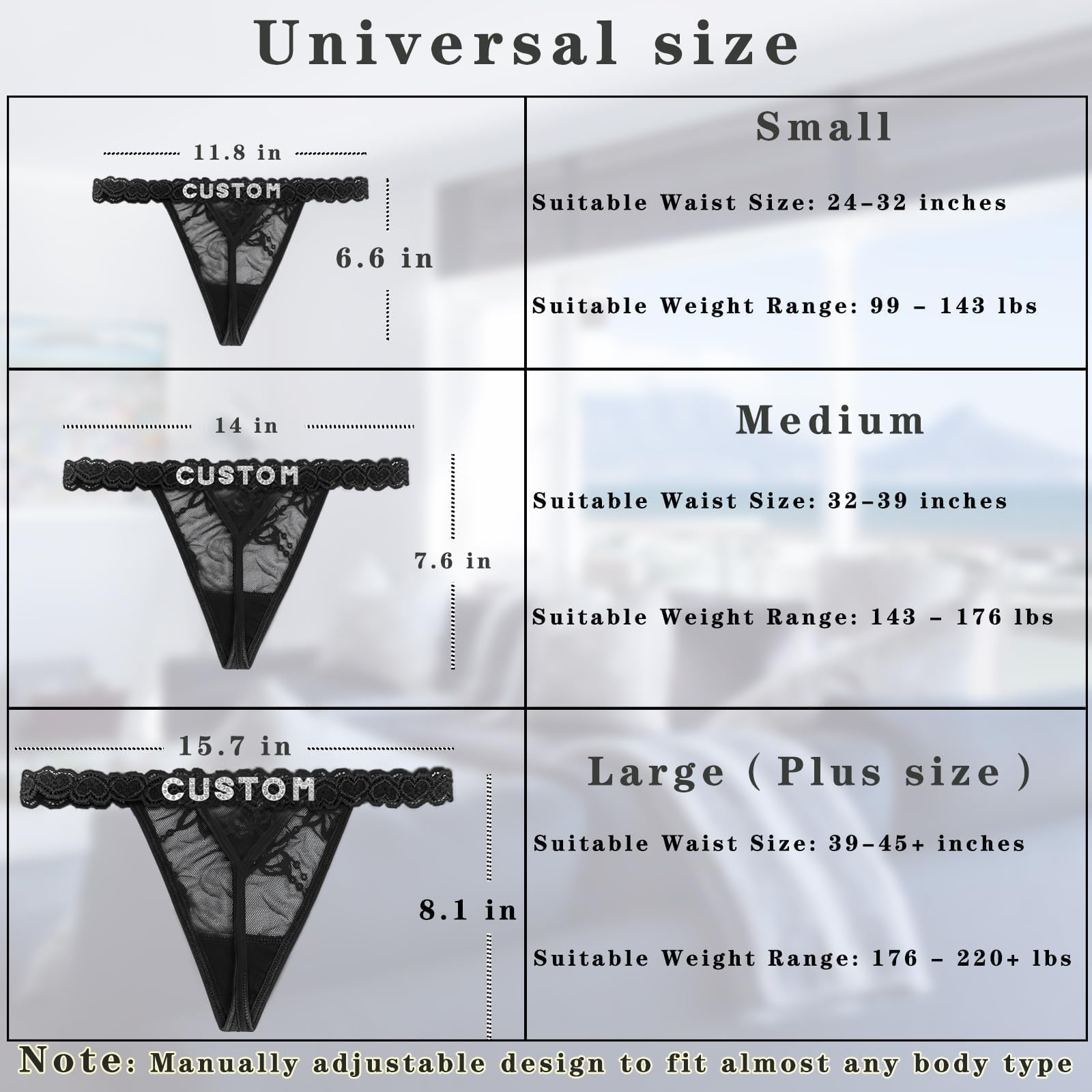 Eoribag Women's Personalized Thongs with Funny Rhinestone Letters, Custom Name Underwear Panties for Couples: A-custom Large