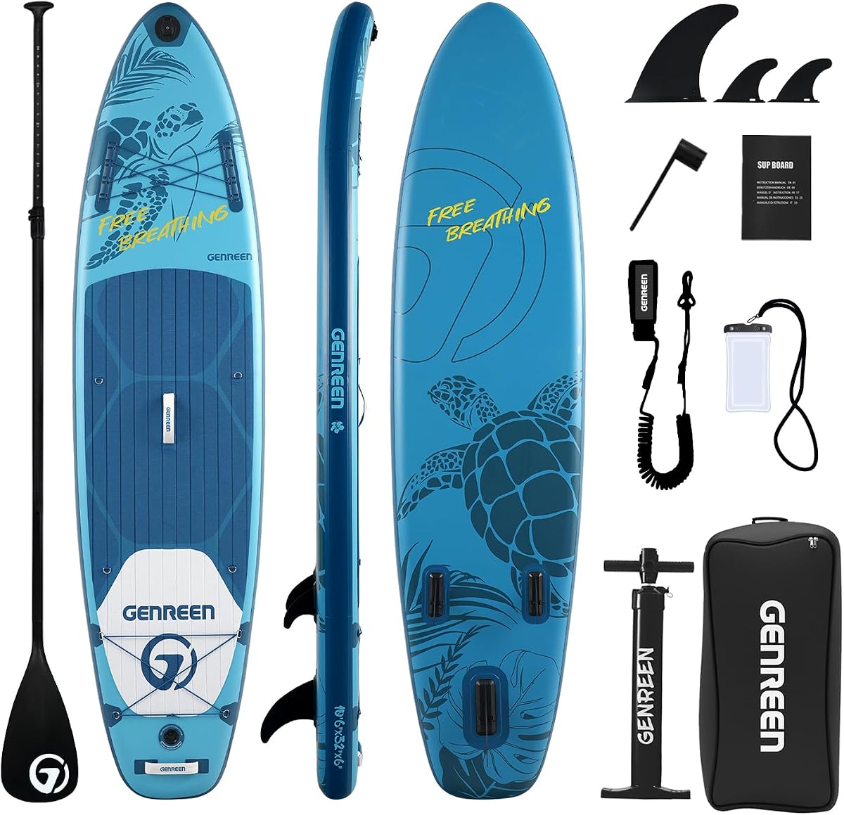 Tablas de remo inflables: disponibles en 32"/33"/34" de ancho Tabla de remo inflable con accesorios para SUP, soporte para cámara, tabla de SUP básica y versátil para todos los niveles de habilidad, hasta 450 libras