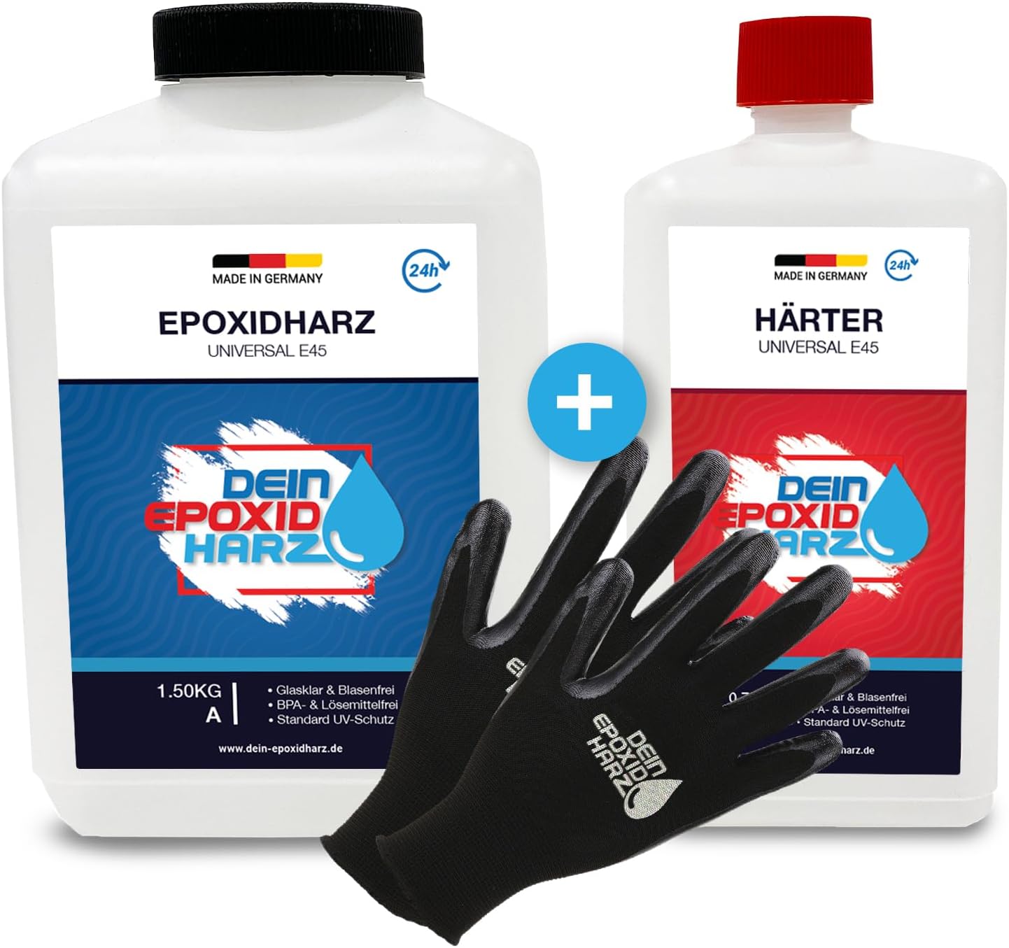 Epoxy Resin 2.25 kg Fibreglass Kit | Professional Quality Clear & Odourless Lamination and Resin with Hardener and Gloves, incl. English Instructions