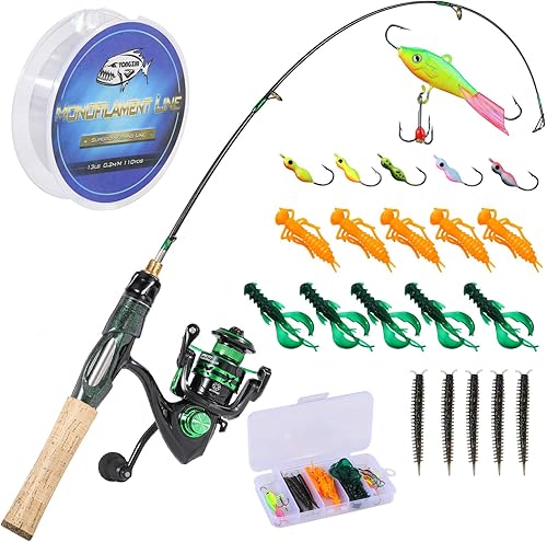 Miniatura 10 de Combo de caña y carrete para pesca en hielo Sougayilang, kit completo de equipo de pesca en hielo, incluye jig de hielo y accesorios para pesca