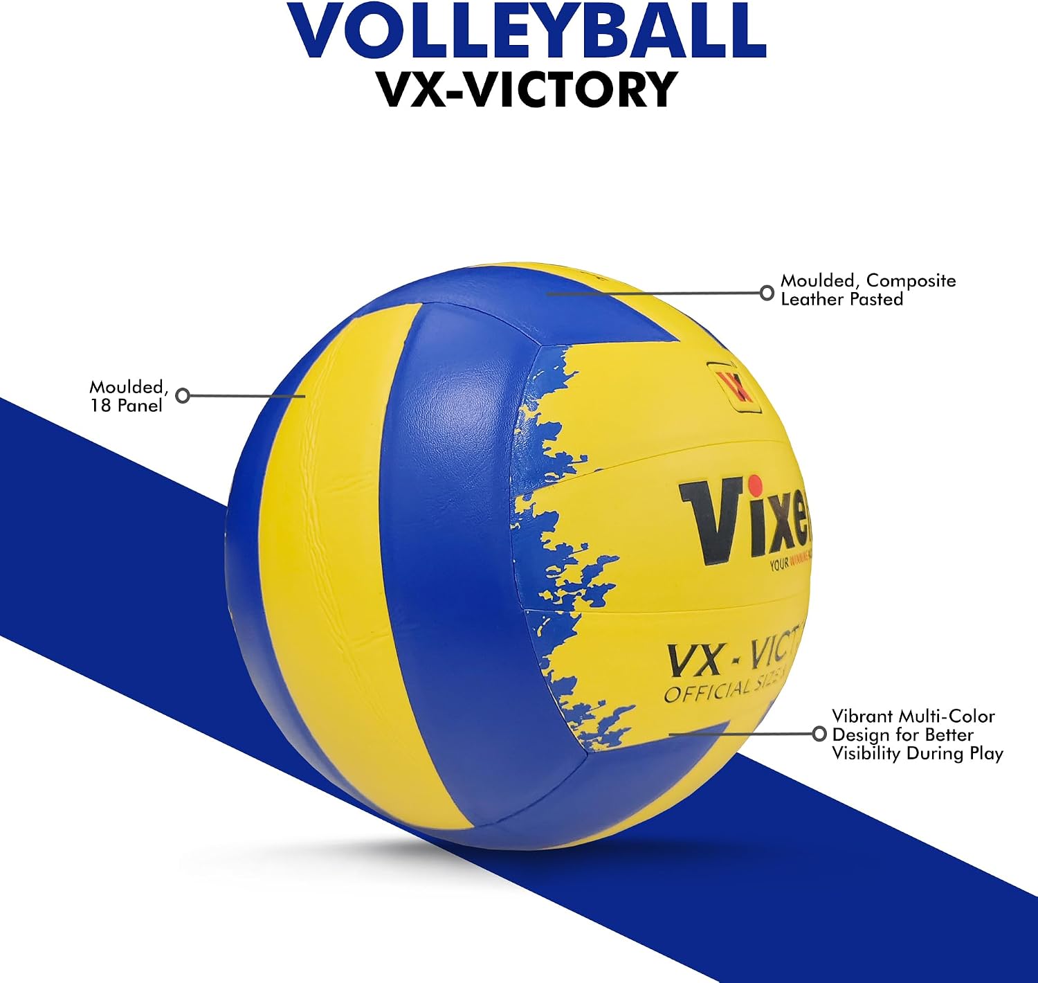 VX VIXEN Volley Ball Victory | Moulded, Composite Leather Pasted Volleyball | Outdoor Volleyball (Suitable for Practice/Match/Beach/Ground) Sold by Bhalla Sports Pvt Ltd