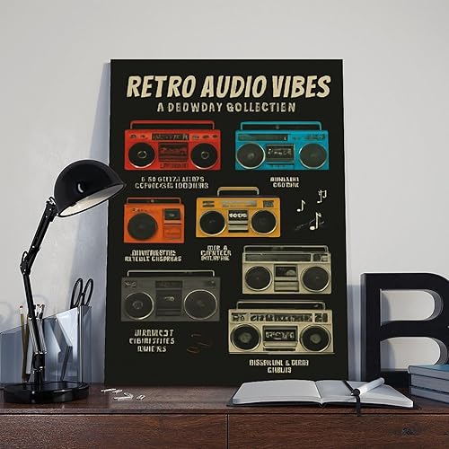 Miniatura 8 de Retro Audio Vibes - Una colección Boombox de los años 80 y 90 - Póster impreso en lienzo para pared, para el hogar, escuela, oficina, decoración,