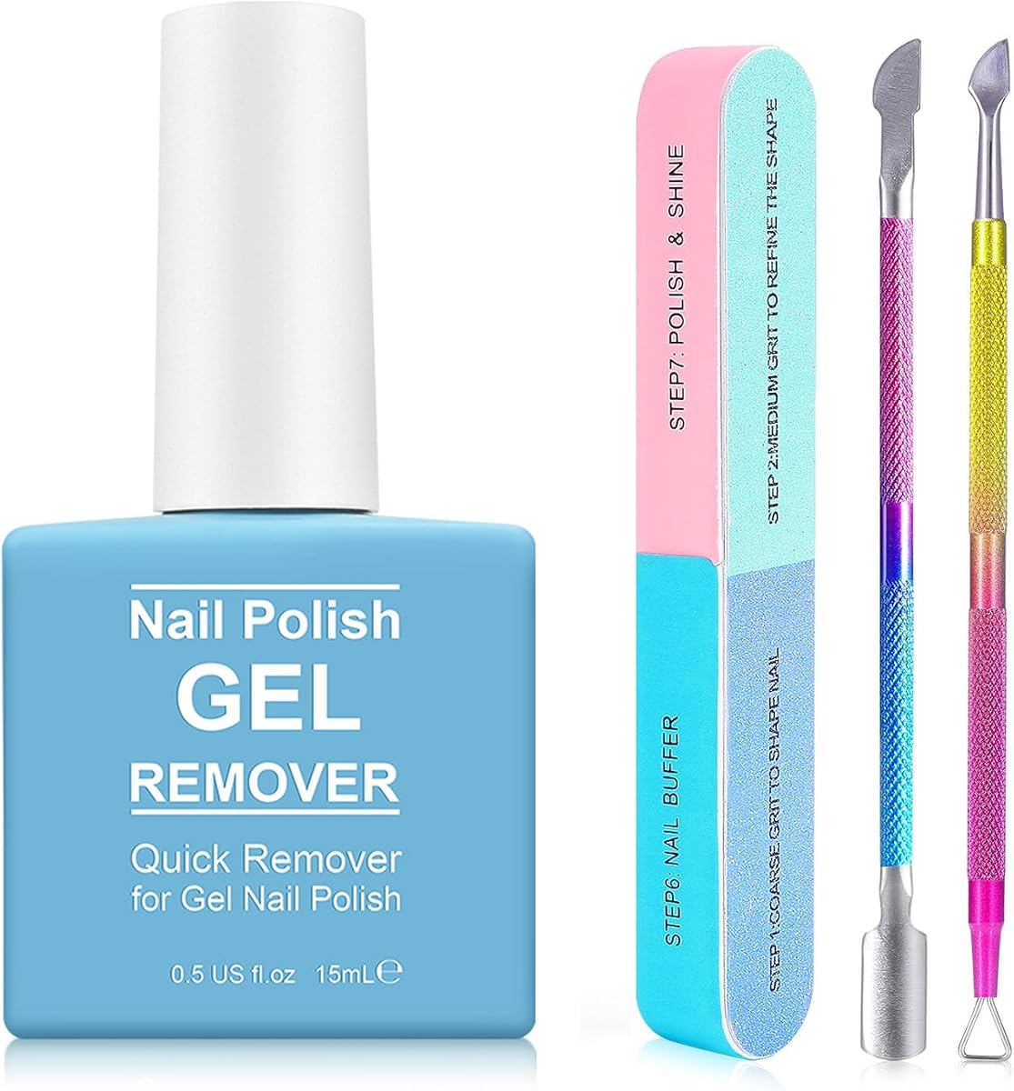Gel Polish Remover for Nails, Easy & Quick Soak Off Gel Polish Remover in 3-5 Minutes, No Damage to Nails, for Salon & Home Use