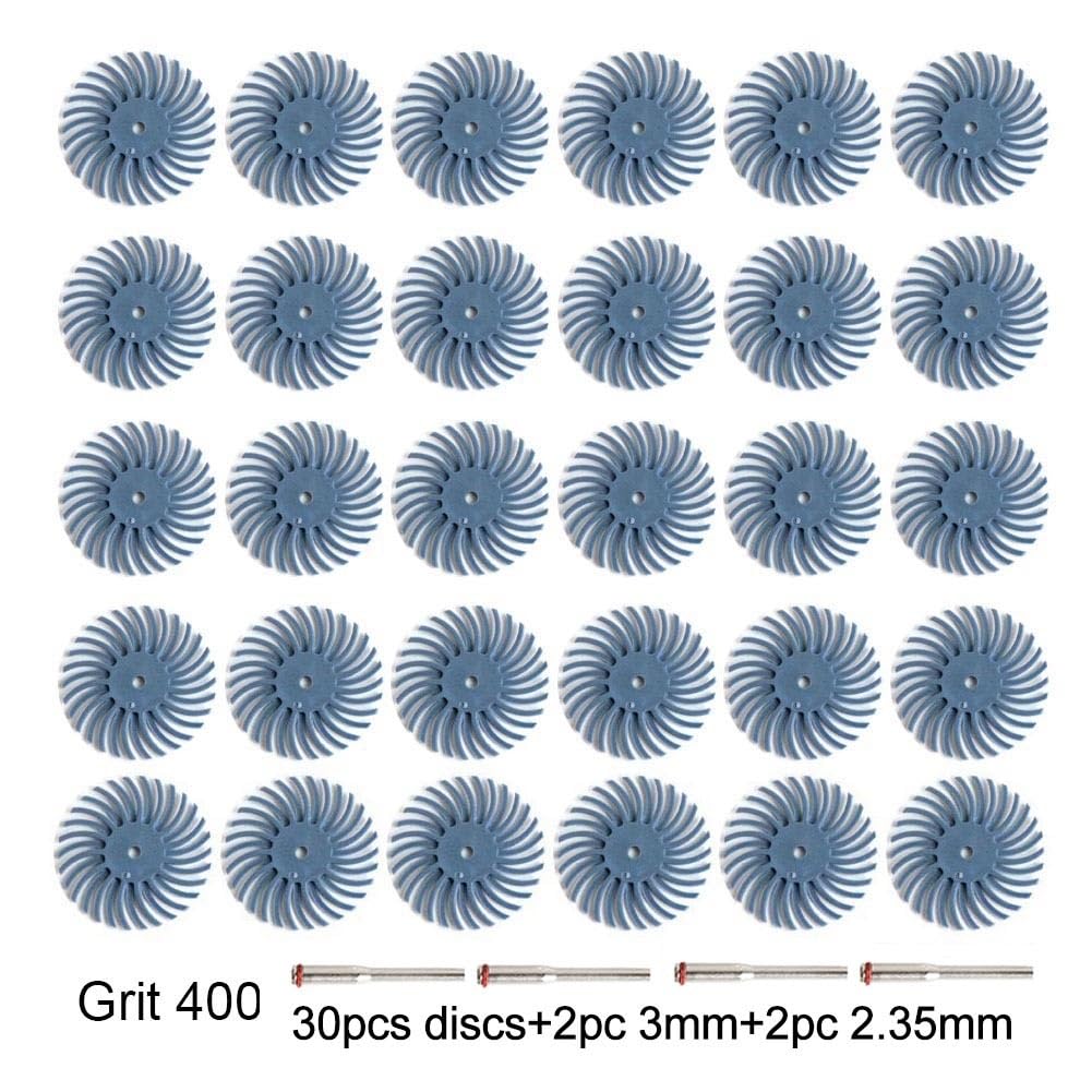 Tarcza gumowa, Zestaw tarcz z włosia 1-calowy trzpień 3 mm / 2,35 30/56/80 szt. Szczotka ścierna do polerowania(30PC Grit 400 set)