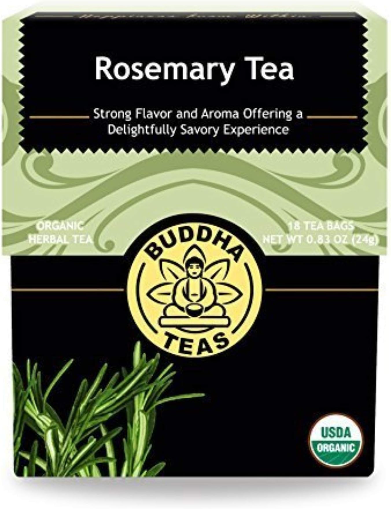 Buddha Teas Organic Rosemary Tea - OU Kosher, USDA Organic, CCOF Organic, 18 Bleach-Free Tea Bags