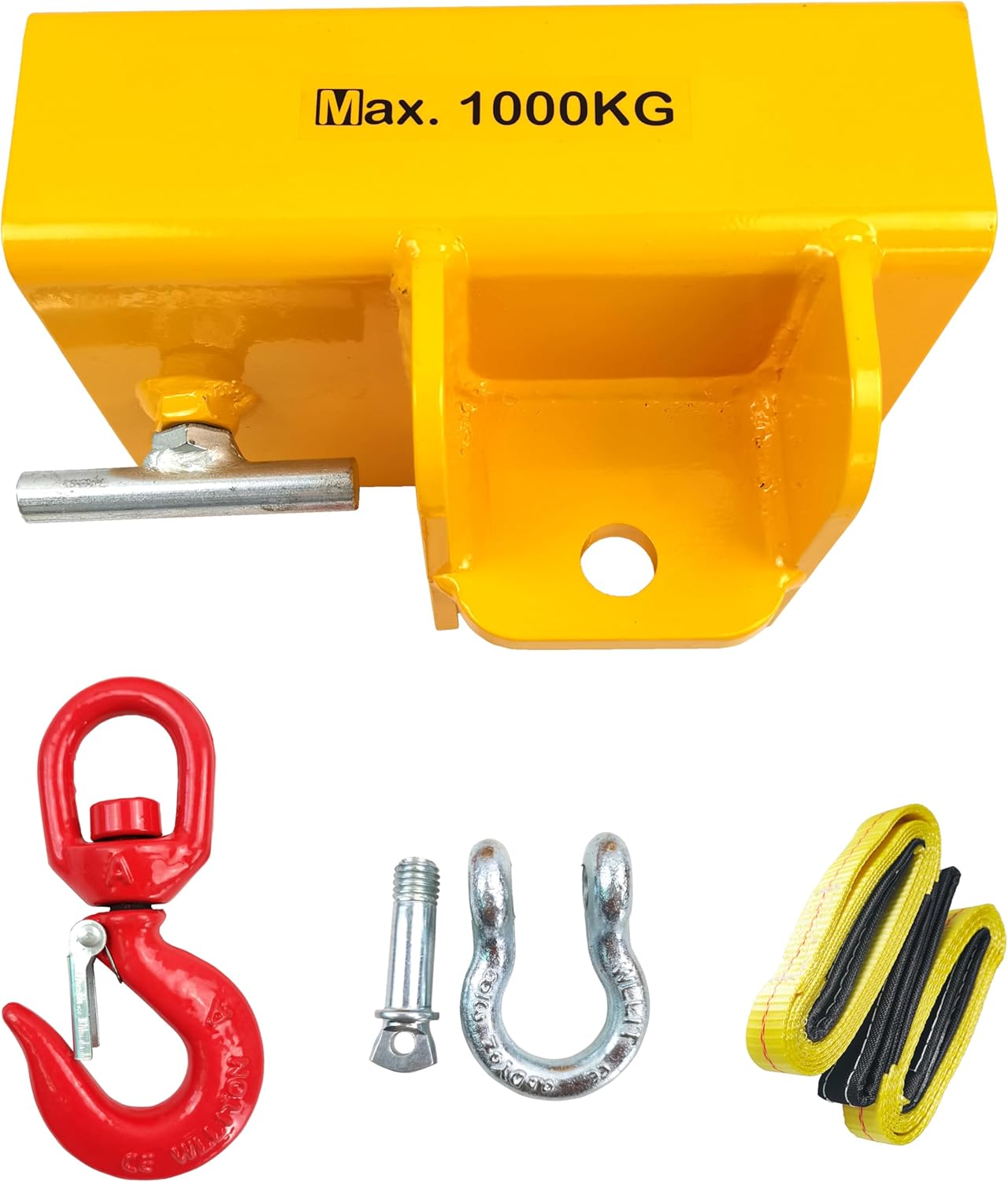 Forklift Lifting Hook Attachment 2200lbs Capacity Single Mobile Forklift Crane with Swivel Hook and Large T-Screw Forklift Lifting Hoist Fork Lifting Hook Device
