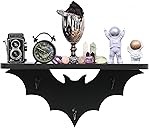 Bat Shelf Floating Shelves for Wall,15.5 inch Wall Shelf with 3 Key Hooks,Black Shelves for Living Room Bedroom Kitchen Gothroom